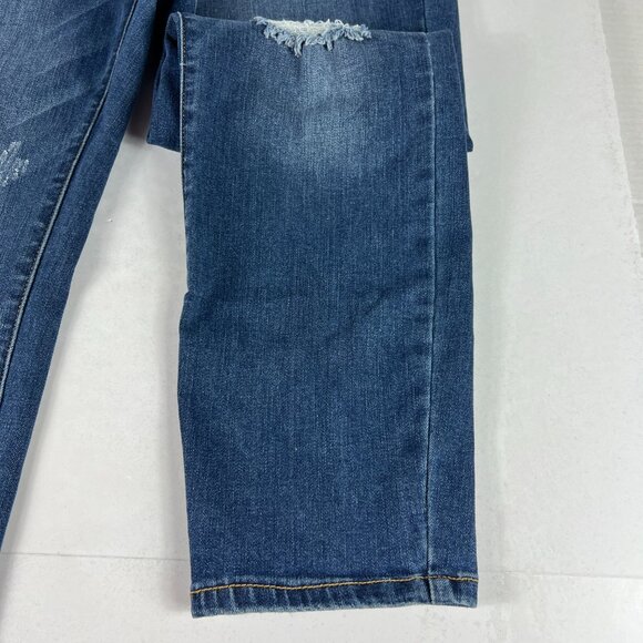Judy Blue Jeans Womens Measured 36* Relaxed Blue Distressed Stretch Denim Tag 32 - Picture 5 of 16
